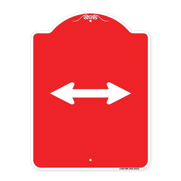 Designer Series Bidirectional Arrow Black, Red & White Aluminum Sign, 18" x 24", RW-1824-24312